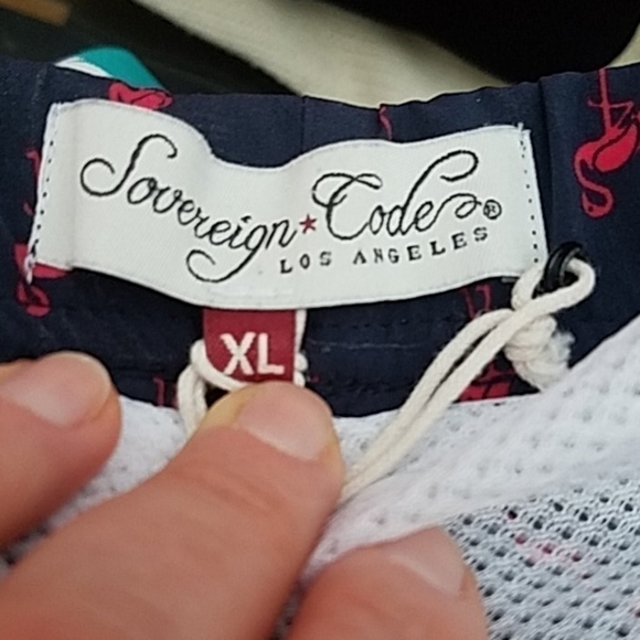 Sovereign Code Los Angeles swim pink flamingo cargo pocket trunks Drawstrings XL - Picture 12 of 13